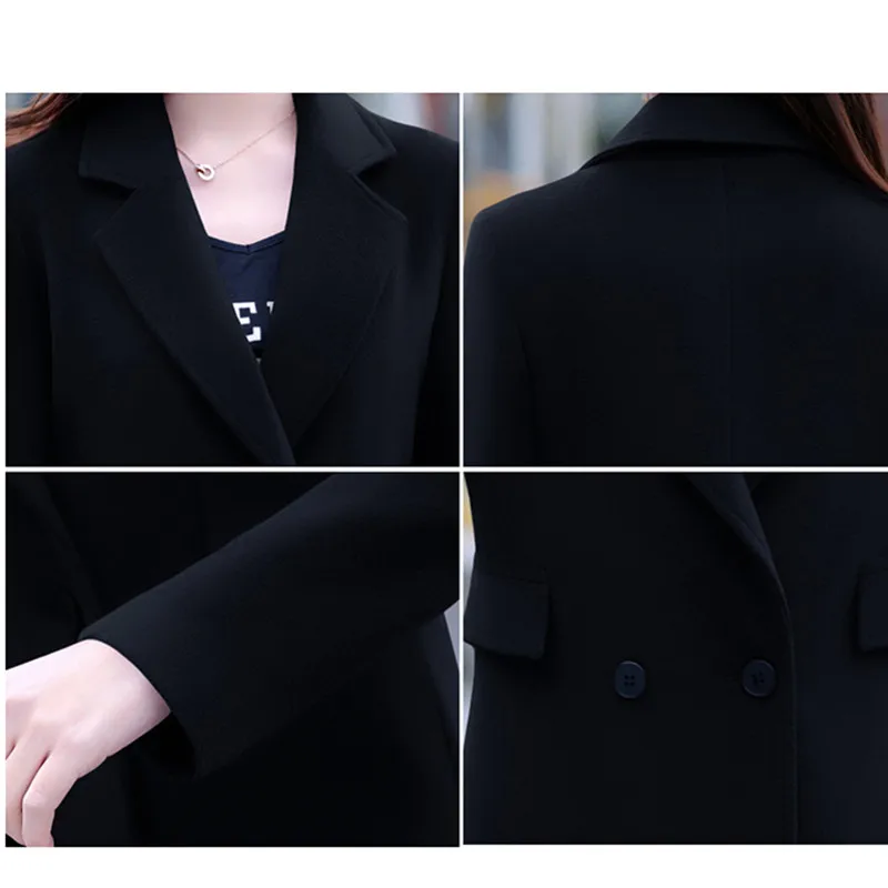 

Warm Blends & Woolen Jacket Women clothing 2020 Autumn Winter Fashion Slim Long Overcoat Solid color Casual Wool Coat Female
