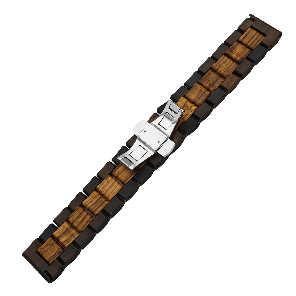20mm 22mm Wood Watch Band for Huawei Watch GT Stainless Steel Strap Replacement Bracelet for Galaxy Wathc 3 Gear S3 46mm 42mm