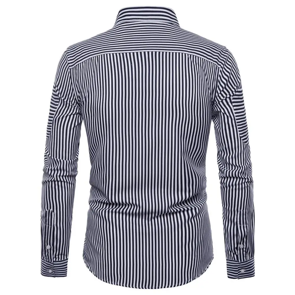 Рубашка мужская с отложным воротником Модная приталенная блуза в британском