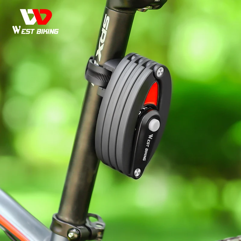 

WEST BIKING Password Bicycle Lock Foldable MTB Road Bike Chain Lock High Security E-Bike Anti-Theft Scooter Cycling Accessories