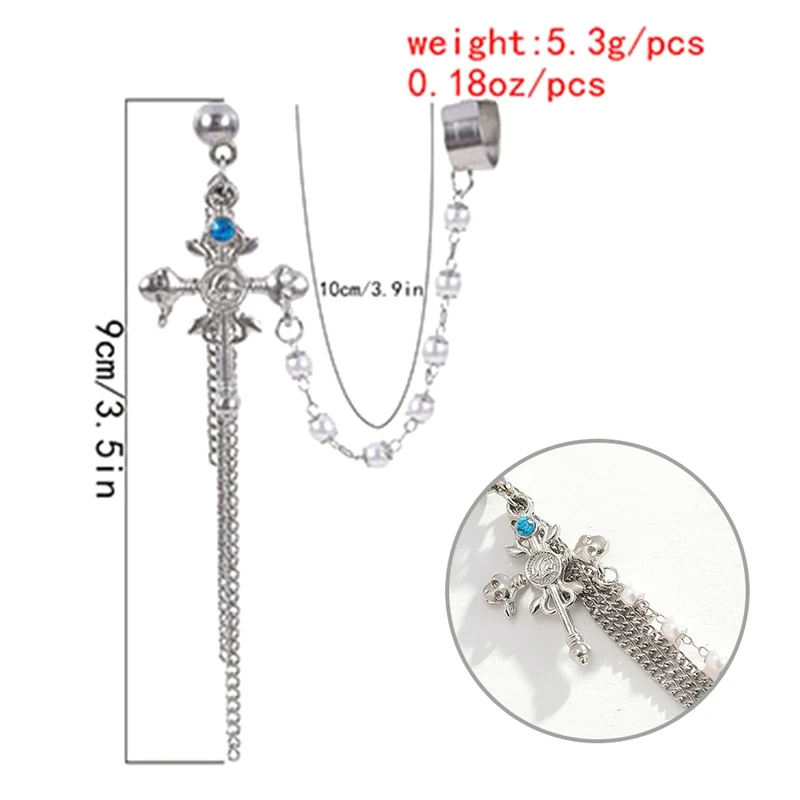 

1 Pair Cross Drop Women Earrings Elegant Palace Style Silver Color Crystal Pearl Cross Dangle Earrings For Party Jewelry