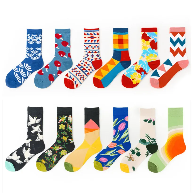 1 пара мужские носки хлопок креативная мода Харадзюку каваи Счастливые чулки