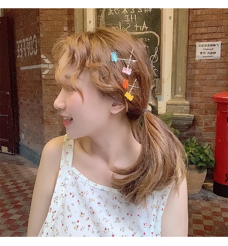 HZ новинка 2019 милые цветные акриловые заколки для волос с медвежонком аксессуары