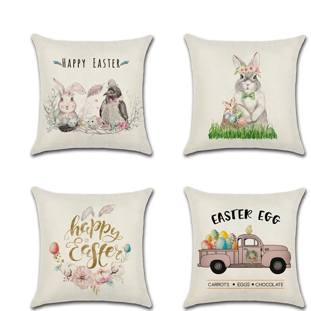 

Home Decoration Pillow Fresh Flower Animals Linen Cushion Decorative Pillows Cute Rabbit Sofa Throw Pillow