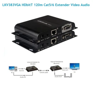 lkv383vga video extender vga network cable computer display transmitter hdbitt transmission free global shipping