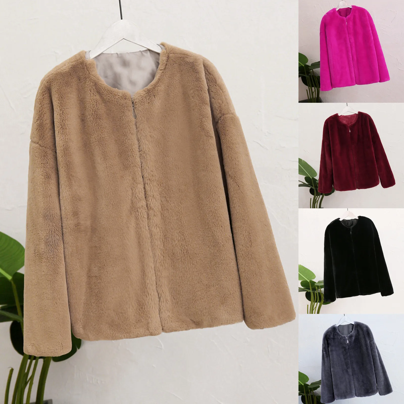 

Women Winter Warm Thick Coat Solid Overcoat Outercoat Jacket Cardigan Coat Outerwear Plush Ladies Casual Winter Overcoat#8