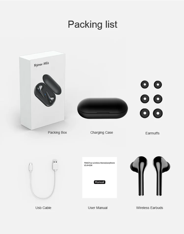 YUNAO M6S Bluetooth наушники Беспроводные HD наушники с шумоподавлением спортивные наушники для xiaomi huawei Android IOS мобильный телефон