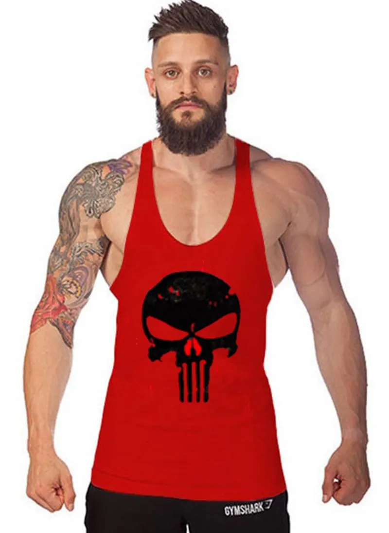 Майка мужская для тренажерного зала тенниска без надписей майка с черепом одежда