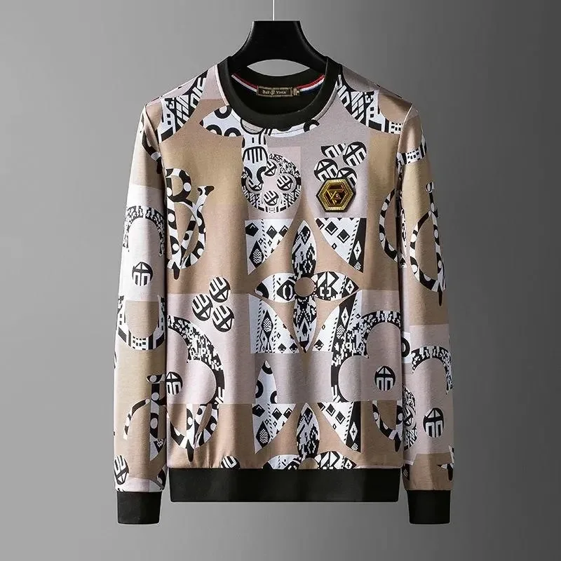 

Высококачественный роскошный модный мужской свитер в клетку с принтом Европейская станция Модная брендовая Осенняя новая футболка с длинн...