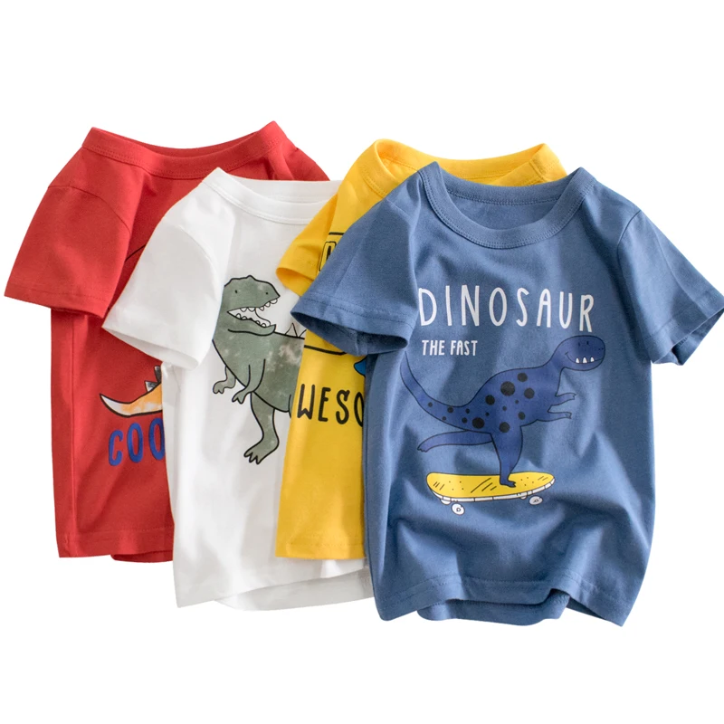 

Summer Boys T Shirts 2022 Kids Clothes Short Sleeve Cotton Dinosaur Cartoon Children T Shirts Boys 2-8Y High Quality Kids Tees