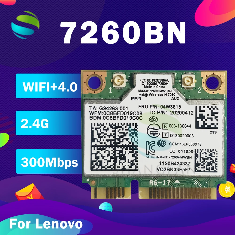 Мини pci e Wi Fi карта для Intel Wireless N 7260 7260HMW 7260BN BT4.0 беспроводная FRU:00JT455 04X6011 ноутбука