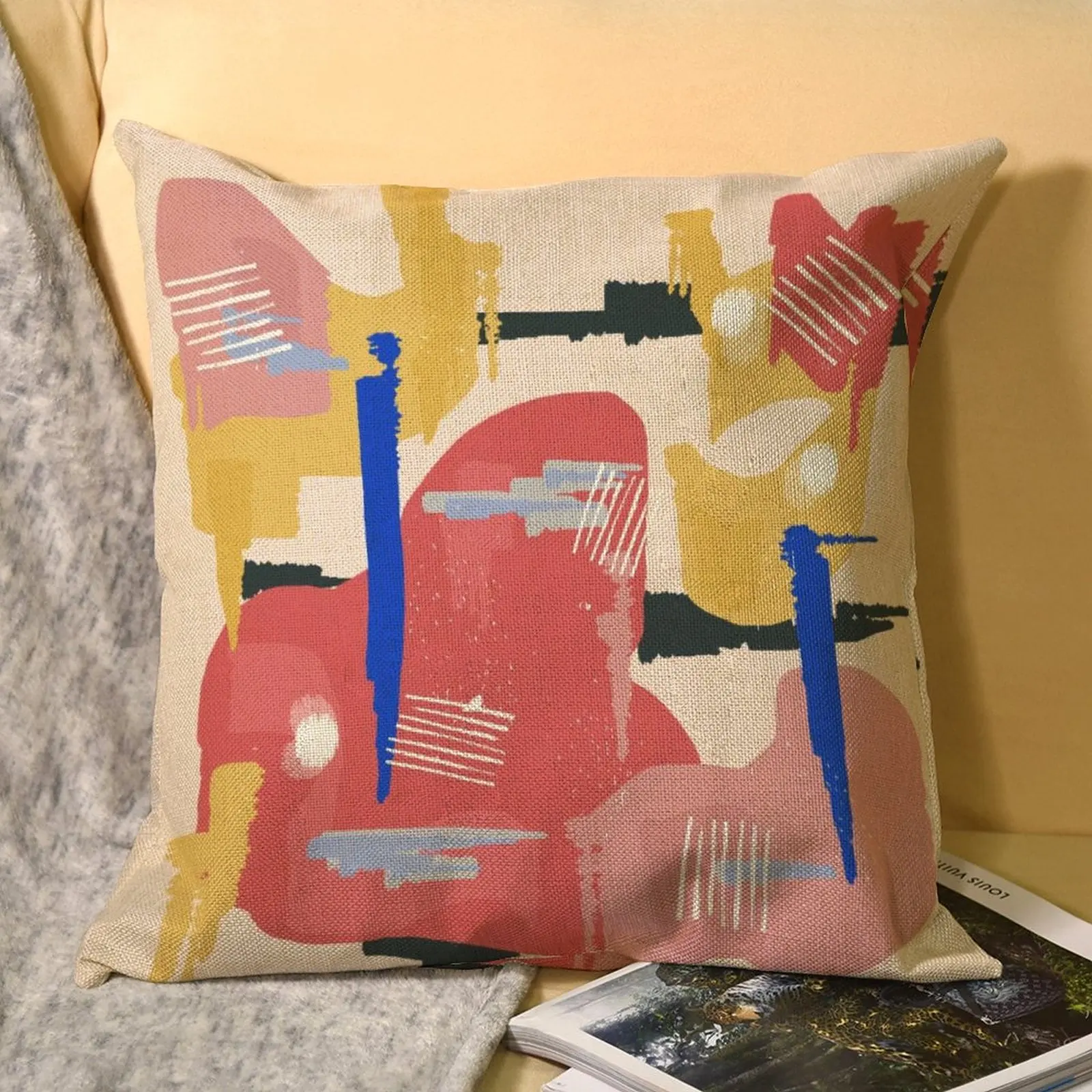 

Наволочка в скандинавском стиле, льняная декоративная подушка в стиле бохо, с абстрактным рисунком, на молнии, для спальни, подарок, 18 '× 18'