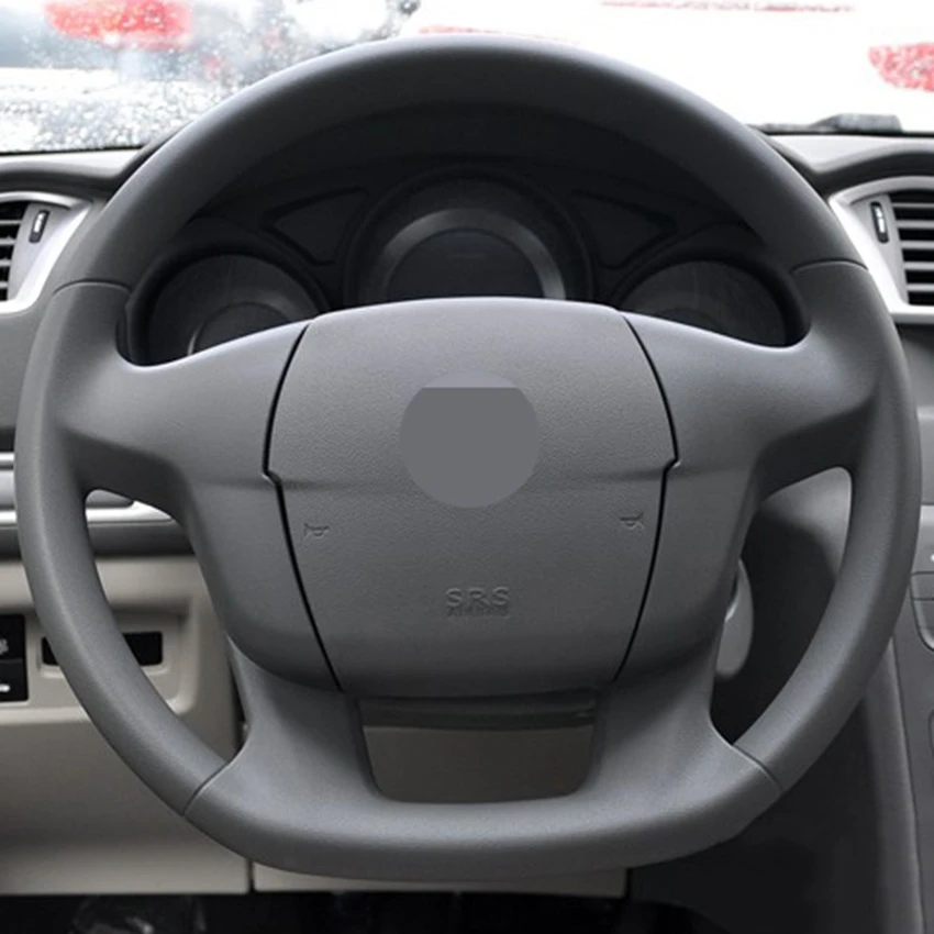 Рука сшитый черный искусственная кожа ПУ Чехлы рулевого колеса автомобиля чехол
