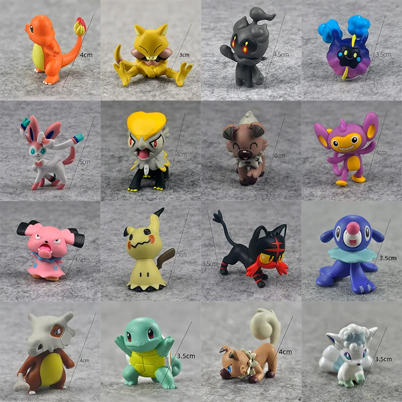 

Anime Pokemon Pet Collection Pikachu Squirtle Bulbasaur Charmander Vulpix Eevee Abra Litten Anime Figures Dolls Model Toys Gift