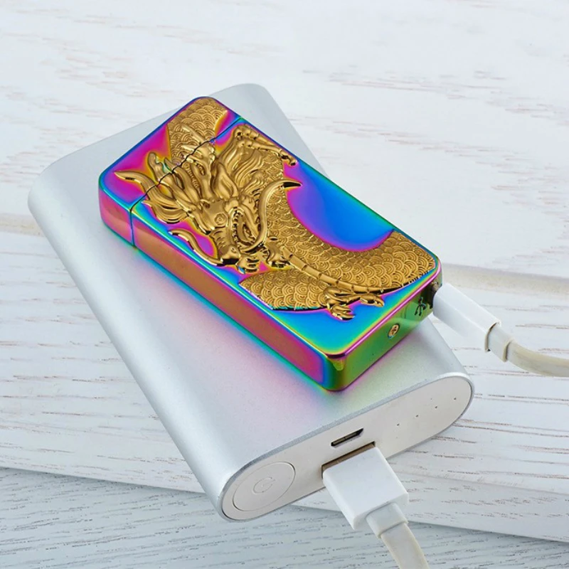 Роскошные USB-зажигалки брендовая ветрозащитная беспламенная электронная