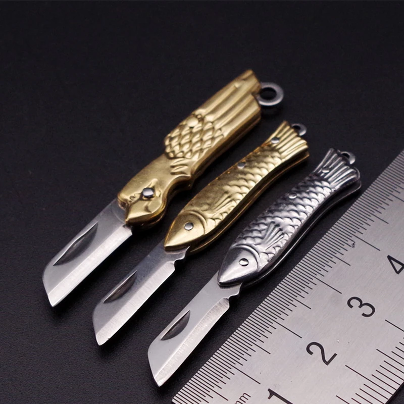 Mini Pocket Knife Folding Brass Keychain Pendant Cleaver Blade Cutter Tool Gift | Украшения и аксессуары