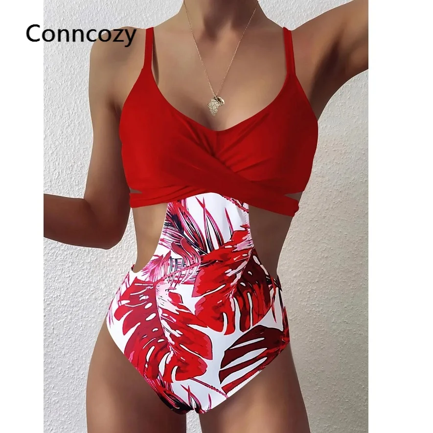 

Женский слитный купальник, бикини с принтом листьев, сексуальный купальный костюм, купальный костюм, монокини, купальник, 2021