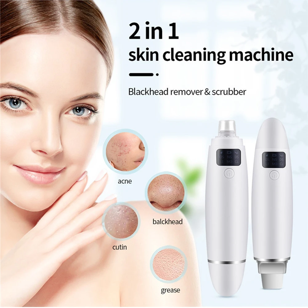 

2in1 Ultrasonic Skin Scrubber with Blackhead Remover for Deep Cleansing Vacuum Pore Clean Lifting Firming and Skin Rejuvenation