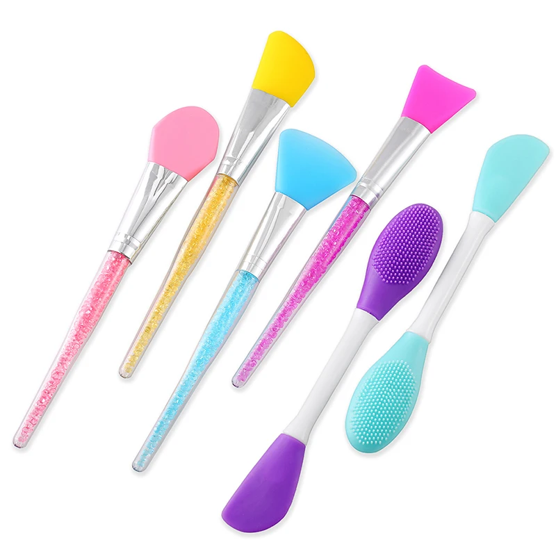 Набор силиконовых кистей для макияжа лица 4 мягких маски + 2 двухсторонних