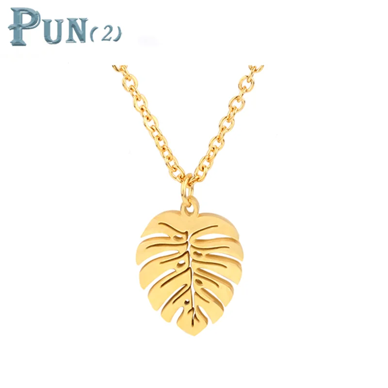 Ожерелья из нержавеющей стали для женщин ожерелье с подвеской в виде листьев
