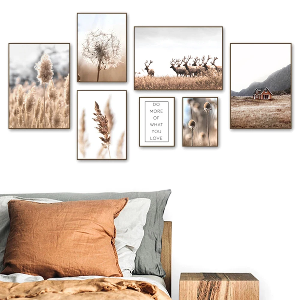 

Nordic abstract flower wall art canvas painting modern house mountain view poster print image wall living room decoration