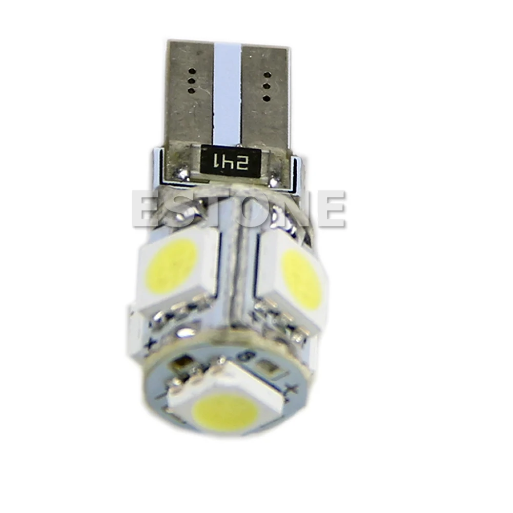 

2021 New 1pc T10 5-SMD 5050 Interior LED Light bulbs Wedge W5W 194 168 White