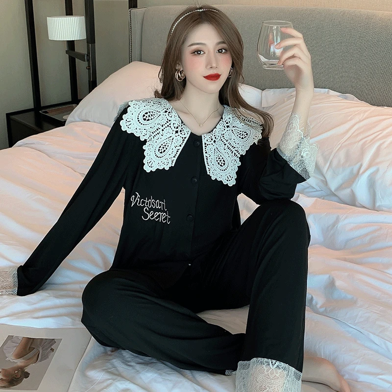 

Пижамный комплект из модала и хлопка, с длинным рукавом