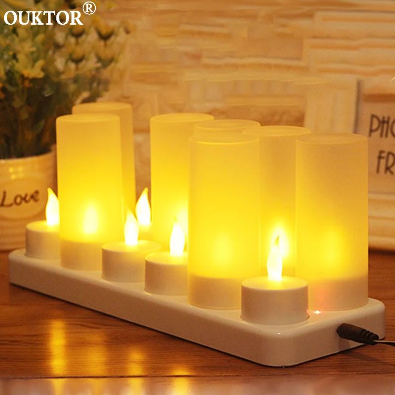Перезаряжаемый светодиодный светильник для свечей 12 шт. беспламенный ночник