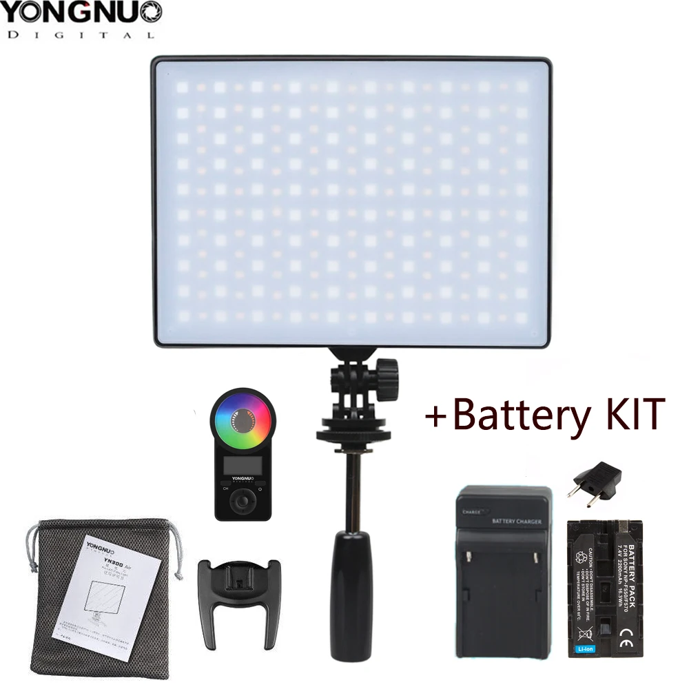 YN300Air II Battery YONGNUO YN300Air II YN-300 Air Pro RGB светодиодный светильник для видеокамеры, дополнительно с зарядным устройством для аккумулятора, светильник для фотосъемки+ адаптер переменного тока - Цвет: YN300Air II Battery