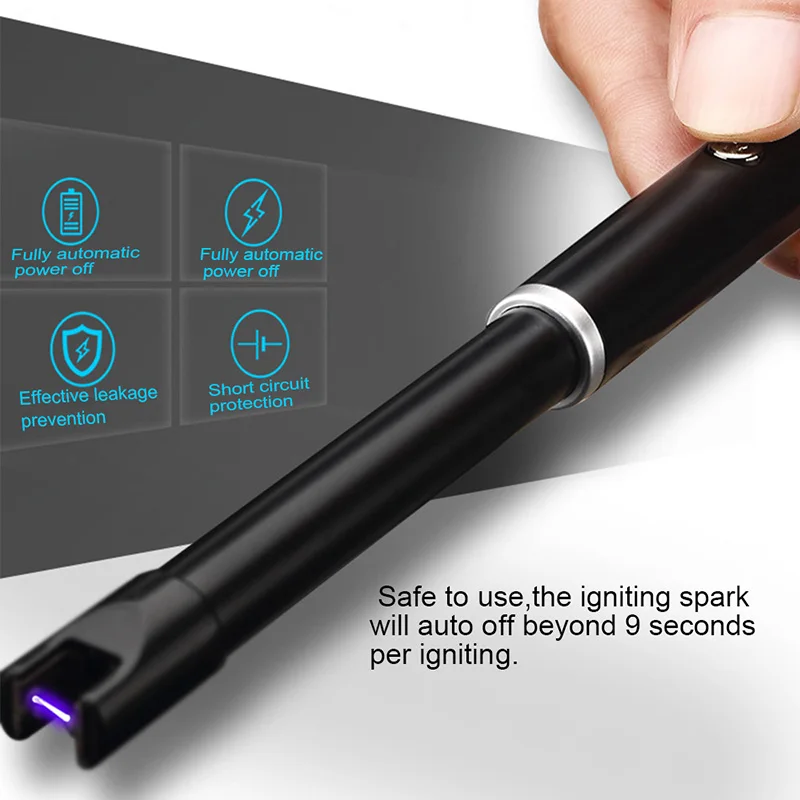 USB перезаряжаемая Зажигалка Беспламенное ветрозащитное электрическое дуговое