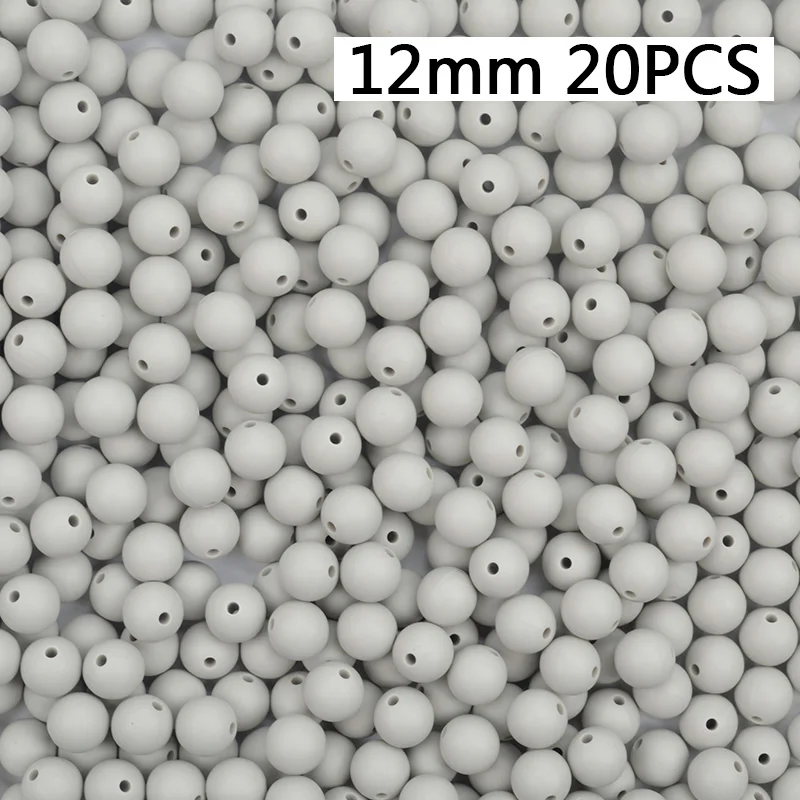 12mm-20PCS Силиконовые бусы 9/12/15 мм Детские Прорезыватель для зубов круглый Прорезывания Зубов Силиконовые Бусины Perle силиконовый зубного прикуса станет заметно Прорезывания Зубов Бусины для изготовления ювелирных изделий - Цвет: 12mm-20PCS