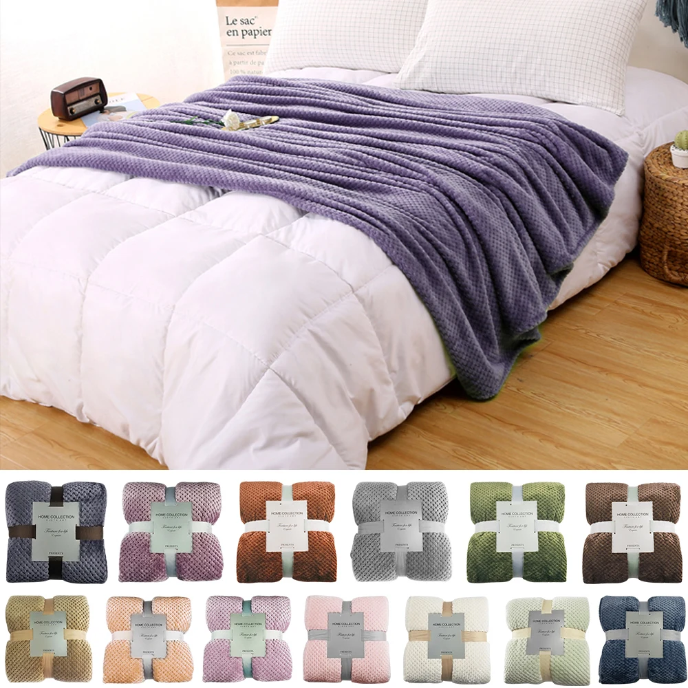 Супер мягкий фланелевый флисовый плед мягкое дорожное одеяло сплошной цвет