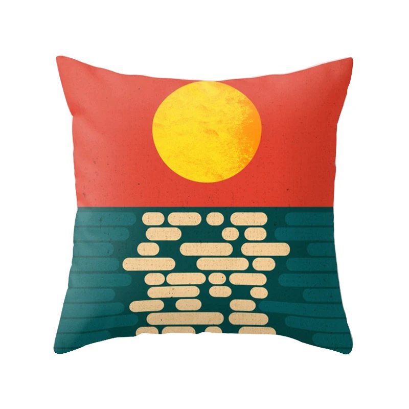 

Pillow case 45 * 45 Mountain Peak Sun Sunrise Series Printed Polyester Pillow Case Square Decorative Pillow Case