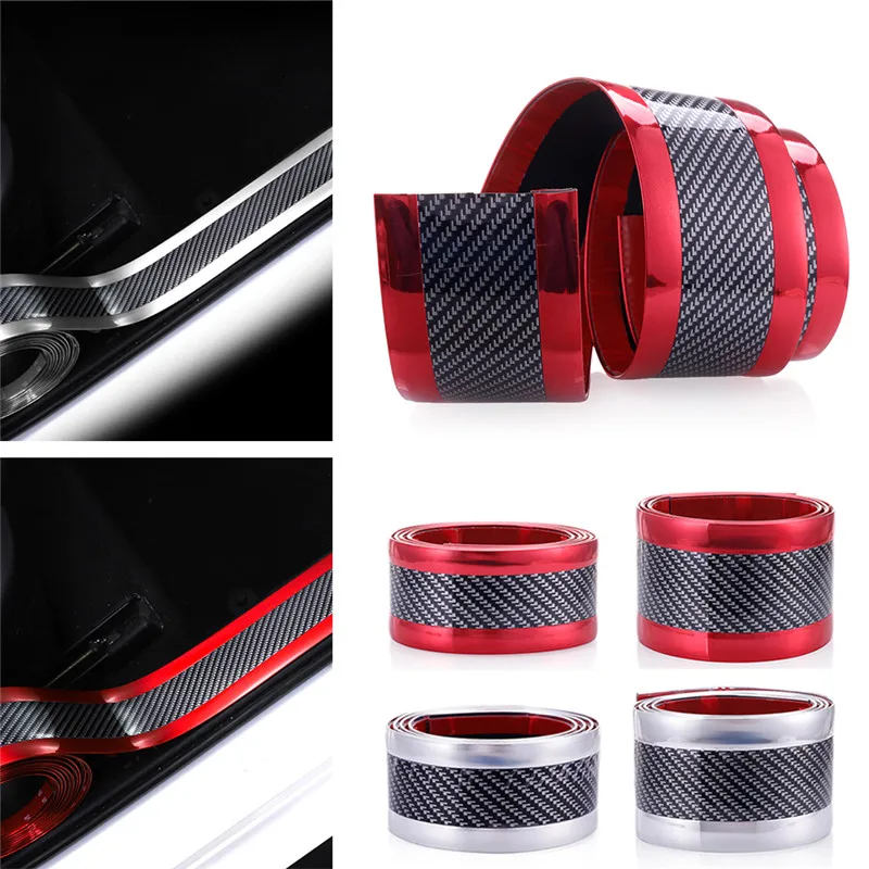 

Новинка, 1 м/39 дюймов, самодельная наклейка на дверь автомобиля, резиновый протектор порога из углеродного волокна, Защита краев, высокое кач...
