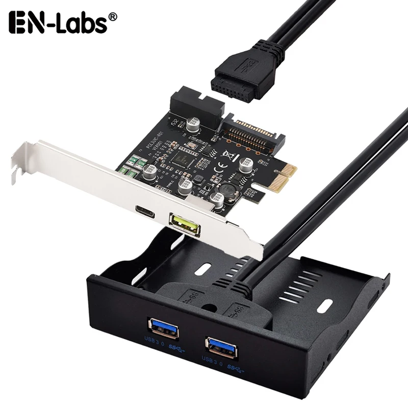 3 Ports(USB-C& USB 20pin) PCI-E to USB 3.1 Expansion Card w/ Type-A BC 2.4A Charging w/2 Port USB3.0 Floppy 3.5 Front Panel-SATA