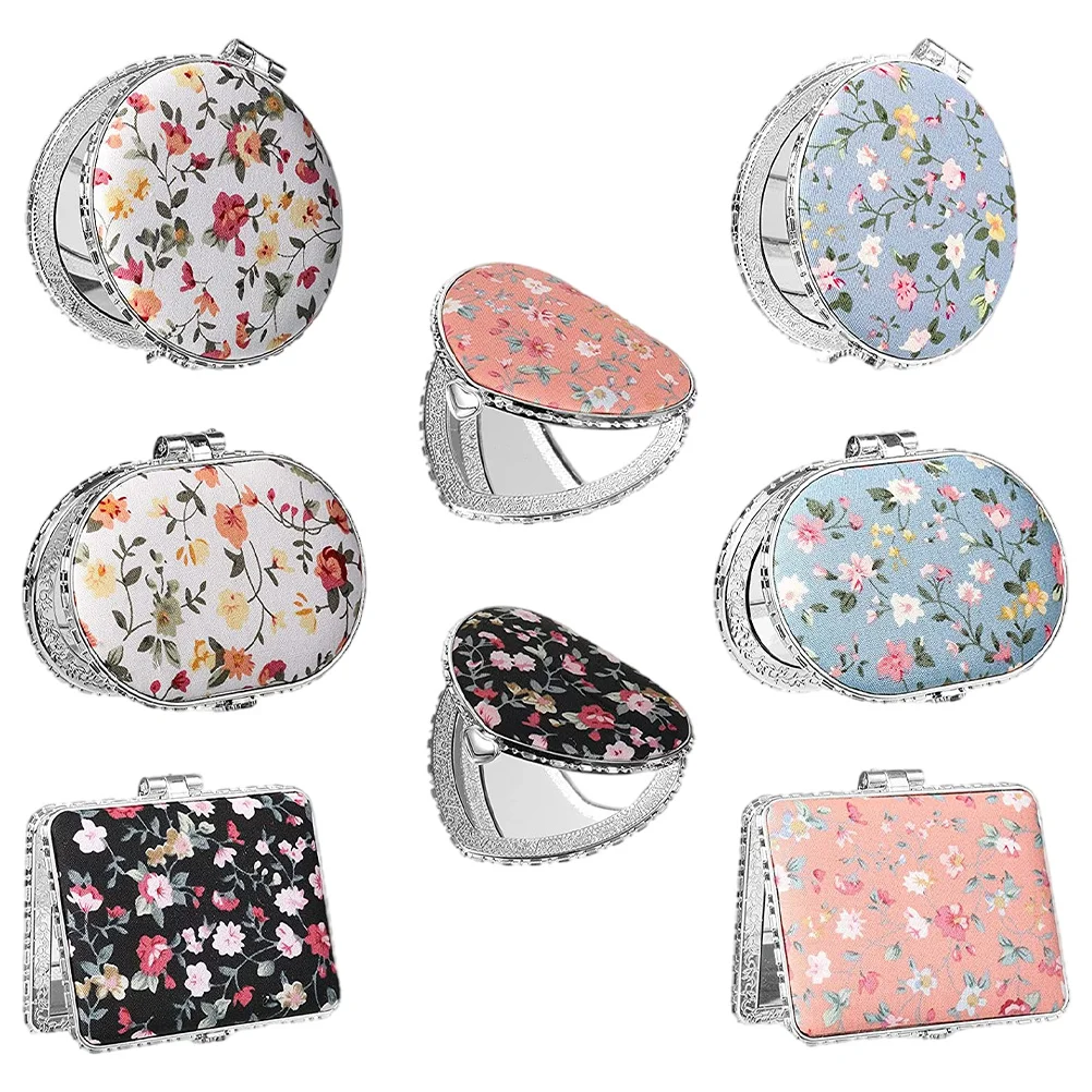 

8pcs Vintage Pattern Double-sided Mirror Mini Portable Cosmetics Mirror