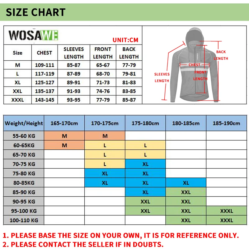 WOSAWE Для мужчин ветрозащитная ездовая куртка Светоотражающие Водонепроницаемый