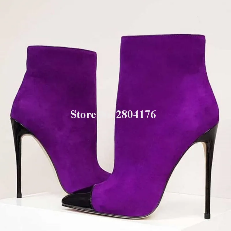 

Женские Элегантные ботильоны с узкими носками, Patchworl высокий тонкий каблук полусапожки черные замшевые туфли с острым носком на высоком каблуке; Туфли на высоком каблуке Ботильоны клуб Туфли под платье