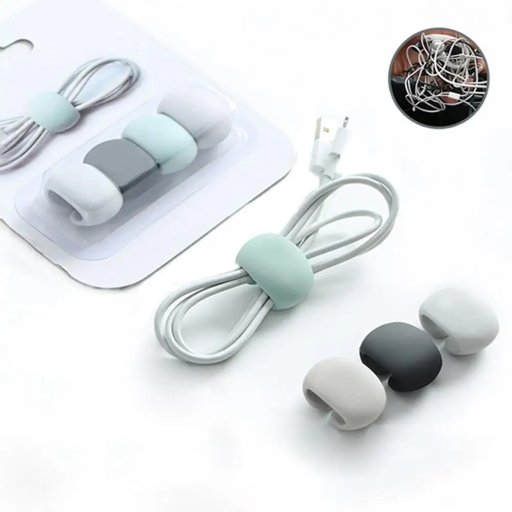 4pcs/set Kawaii Mobile Phone USB Cable Organizer Clip Wire Headset Holder Line Winder Bag Decro | Канцтовары для офиса и дома