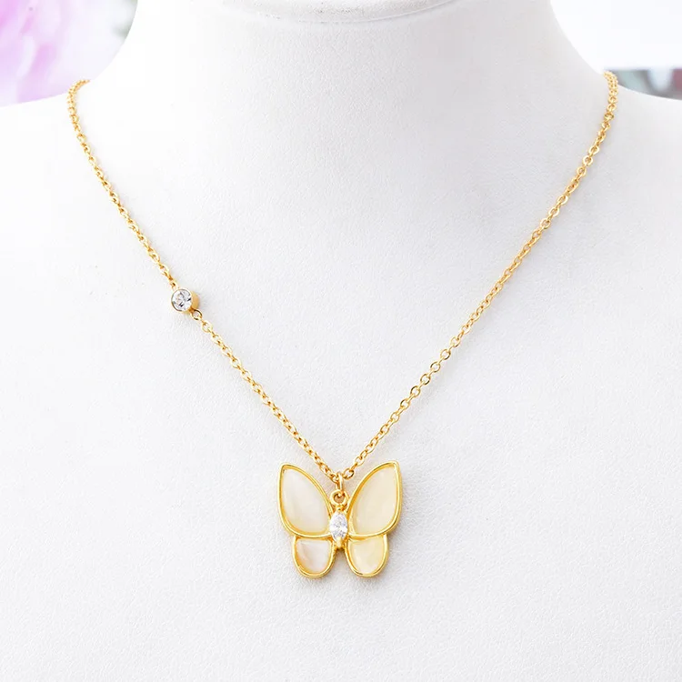 

Fashion titanium steel butterfly necklace temperament wild clavicle chain jewelry pendant hot sale