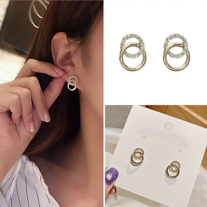 Женские Классические круглые серьги в Корейском стиле простые с металлическими