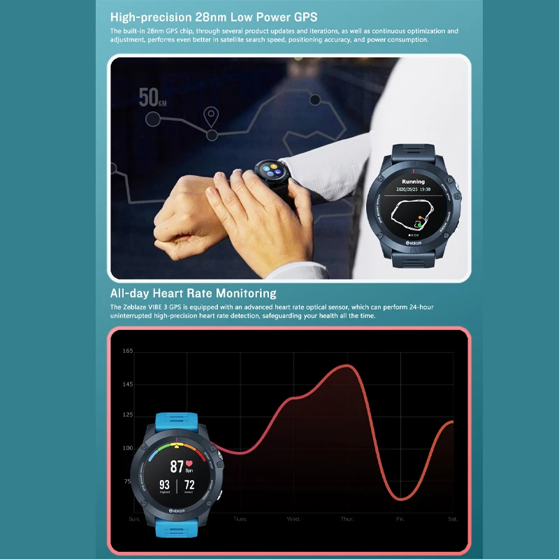 Смарт-часы Zeblaze Vibe 3 GPS Multisport 1 дюйма IPS круглый экран GLONASS пульсометр