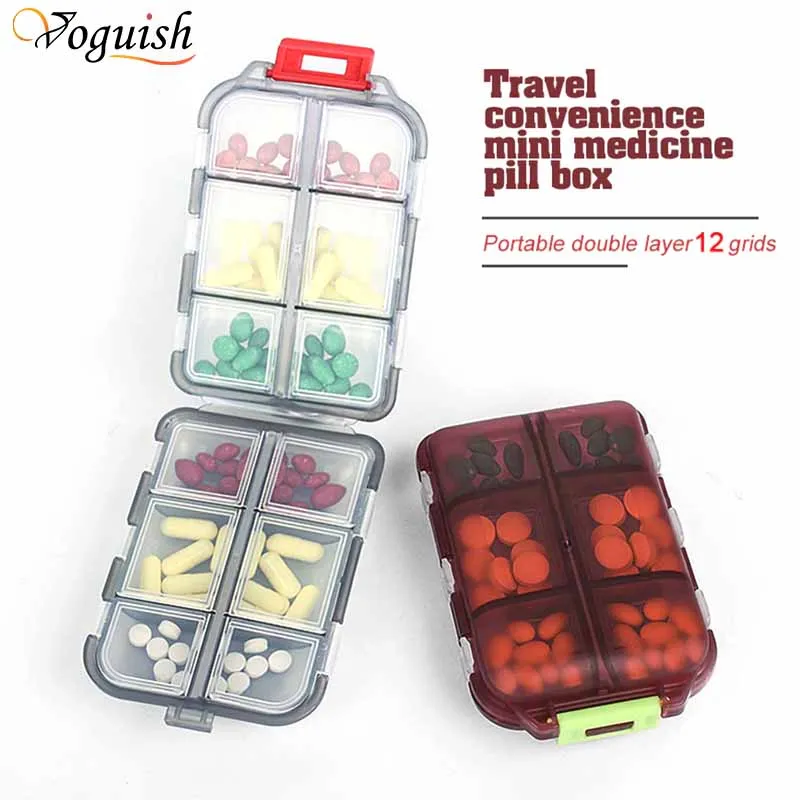 

12 Grids Pill Box Travel Convenient Medicine Pills Dispenser Pill Organizer Tablet Pillbox Case Container Drug Divider Splitters