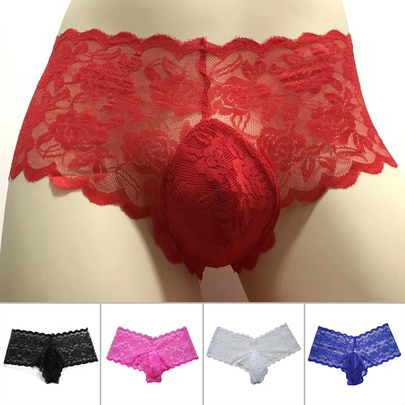 

Men's Sexy Lace Tracksuit Underwear Thong T Transparent Panties Breathable Pants Men's Taste G-Strings & Thong Man Brief
