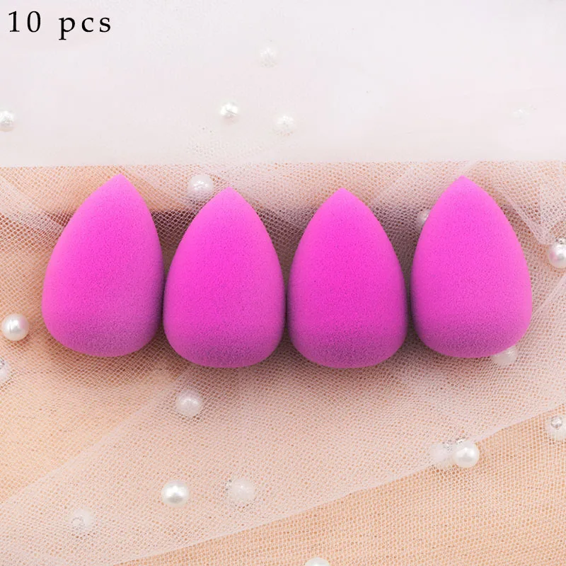 Purple 10pcs Мини набор косметики губка капли воды макияж мягкая основа слоеный жидкий консилер Смешанная косметическая губка - Цвет: Purple 10pcs