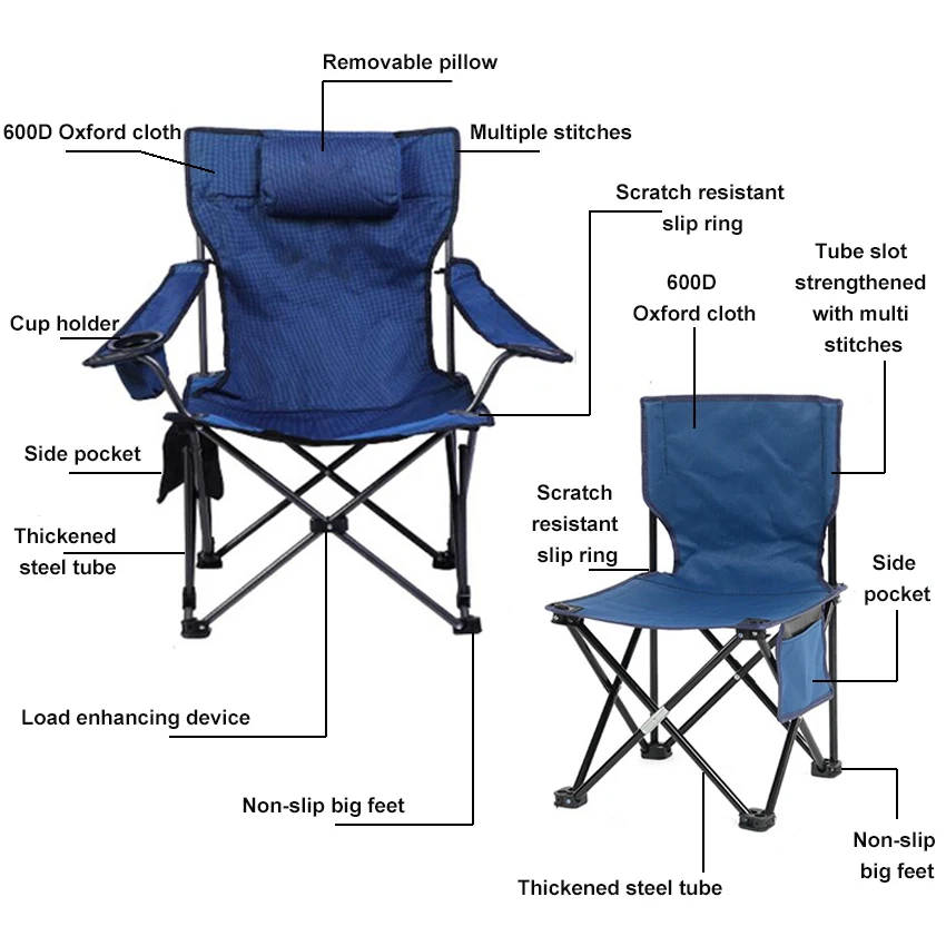 구매 고품질 비치 가방 휴대용 접이식 의자, 낚시 캠핑 의자 좌석 옥스포드 천 경량 좌석