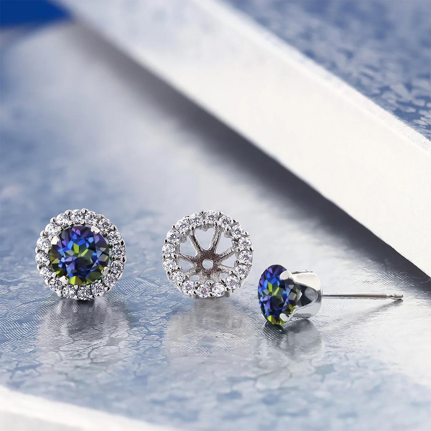 GemStoneKing 1 60 карат Круглый 6 мм натуральный голубой Мистик Топаз Eariings 925 серебро