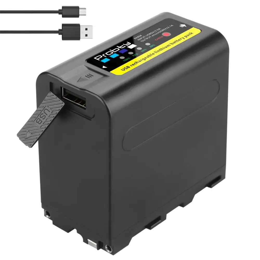 Вход USB зарядки 8800 мА/ч NP F970 F980 F960 Батарея Мощность LED банк индикатор для Sony F550 F750 F770