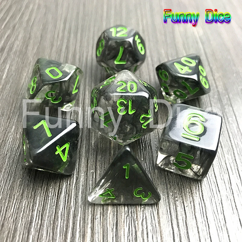 Высокое качество многогранная Туманность синий W белый набор из 7 для игра DnD Plus