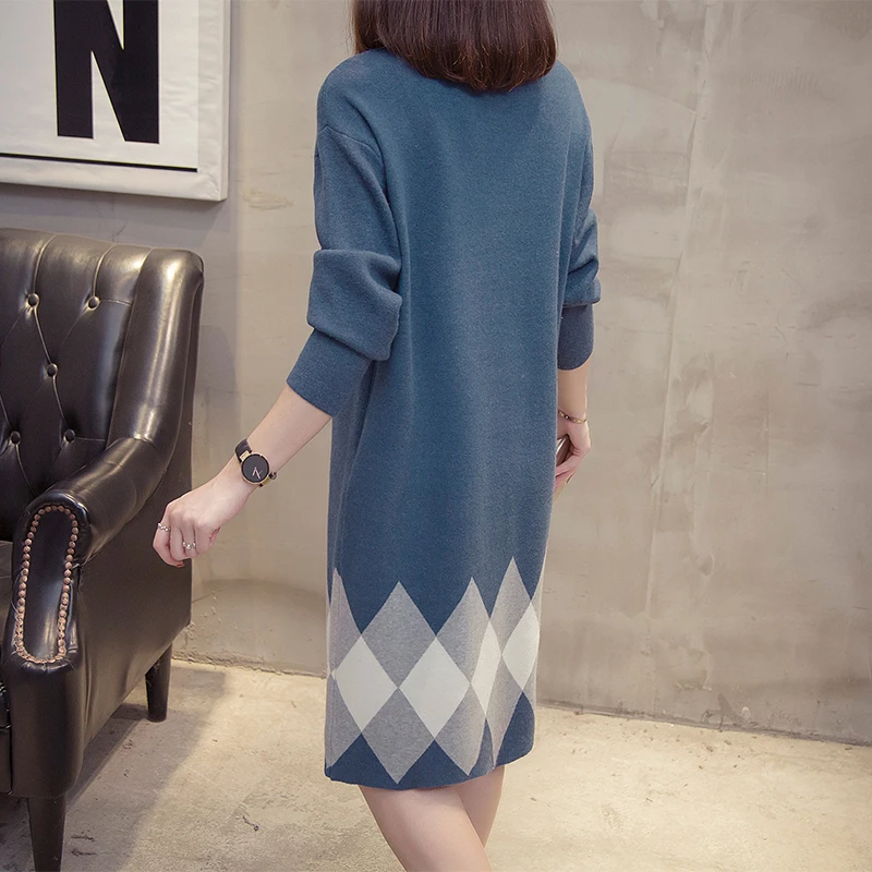 Свободное лоскутное цветное платье большого размера 2020 Осень Зима длинное